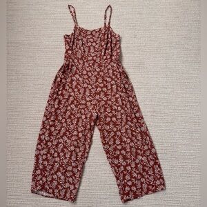 Old Navy Rust and White Leaf Print Jumpsuit